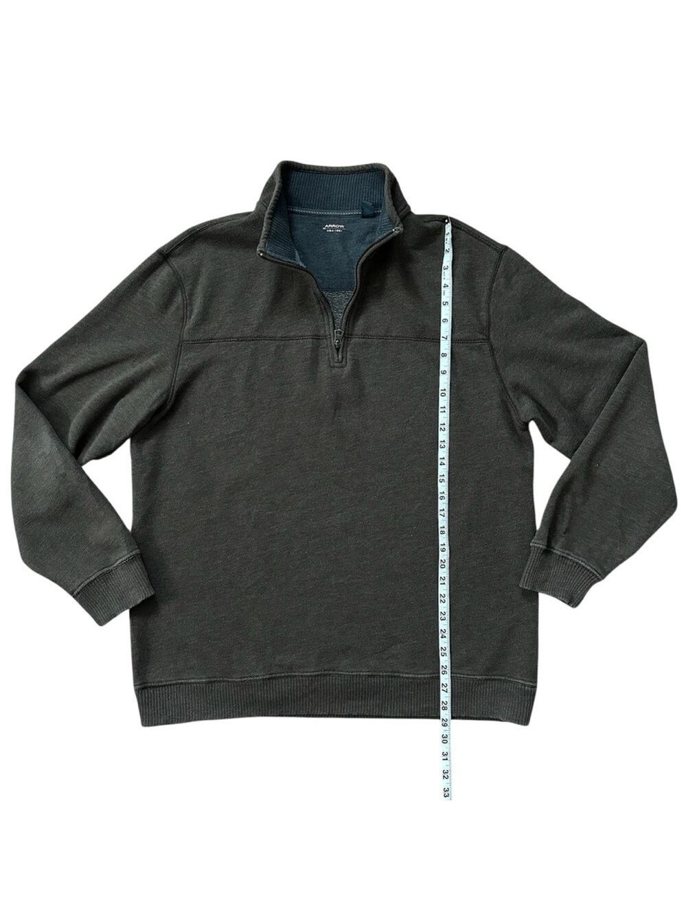 Arrow Men's Saranac Classic Fit Fleece Quarter Zip Pullover Brown Size XL - Picture 6 of 9